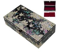 February Mountain Grande Boîte à Bijoux en Nacre de avec Plateau pour Bagues - Cadeaux Uniques Faits Main pour Femmes - Boîte Décorative de Souvenirs en Coquille d'Abalone