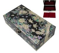 February Mountain Grande Boîte à Bijoux en Nacre de avec Plateau pour Bagues - Cadeaux Uniques Faits Main pour Femmes - Boîte Décorative de Souvenirs en Coquille d'Abalone