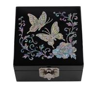 February Mountain Mini boîte à bijoux en nacre - Organisateur pour boucles d'oreilles, collier, bague et bracelet, présentoir à bijoux pour femme, cadeaux uniques (grue_noir)