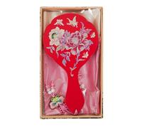 February Mountain Miroir à main en nacre coréenne avec pochette cadeau - Motif papillon rouge et floral - Souvenir traditionnel coréen pour femme - Miroir de courtoisie compact élégant pour sac à main