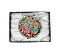 February Mountain Miroir Compact Double grossissement en Nacre - Cadeau pour Femme, Maman et sœur - Idée Unique d'anniversaire, de Noël (Bouquet)