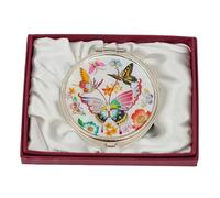 February Mountain Miroir Compact Double grossissement en Nacre - Cadeau pour Femme, Maman et sœur - Idée Unique d'anniversaire, de Noël (Colorful Butterfly on White Background)