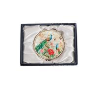 February Mountain Miroir Compact Double grossissement en Nacre - Cadeau pour Femme, Maman et sœur - Idée Unique d'anniversaire, de Noël (Peacock Garden)
