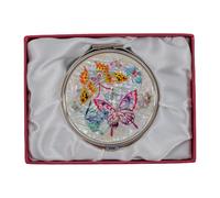 February Mountain Miroir Compact Double grossissement en Nacre - Cadeau pour Femme, Maman et sœur - Idée Unique d'anniversaire, de Noël - Élégant et Facile à Transporter (Butterfly-White)