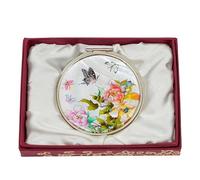 February Mountain Miroir Compact Double grossissement en Nacre - Cadeau pour Femme, Maman et sœur - Idée Unique d'anniversaire, de Noël (Flower)