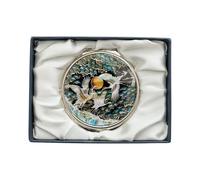 February Mountain Miroir Compact Double grossissement en Nacre - Cadeau pour Femme, Maman et sœur - Idée Unique d'anniversaire, de Noël (Three Cranes)