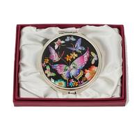 February Mountain Miroir Compact Double grossissement en Nacre - Cadeau pour Femme, Maman et sœur - Idée Unique d'anniversaire, de Noël (Colorful Butterfly on Black Background)