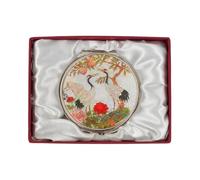 February Mountain Miroir de poche en nacre - Double grossissement - Cadeau pour femme, maman, sœur - Idée d'anniversaire ou de Noël (1, grues de pin pêche)