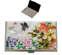 February Mountain Mother of Pearl Étui pour cartes de visite - Cadeau traditionnel coréen, support fin en métal pour cartes de visite et de crédit, portefeuille de poche, protection RFID, multicolore,