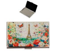 February Mountain Porte-cartes de visite en nacre - Tour Eiffel - Cadeau élégant pour femme, amoureux des voyages, collègues, demoiselles d'honneur, anniversaire ou remise de diplôme, Paris Printemps