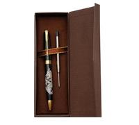 February Mountain Stylo à bille rétractable en nacre pour cadeau, affaires, bureau, encre noire moyenne de 1 mm, recharges métalliques remplaçables (Dragon)