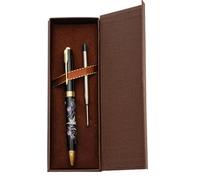 February Mountain Stylo à bille rétractable en nacre pour cadeau, affaires, bureau, encre noire moyenne de 1 mm, recharges métalliques remplaçables (Grue)