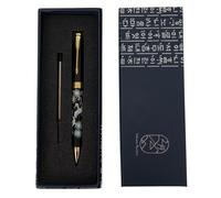 February Mountain Stylo à bille rétractable en nacre, pour cadeau, affaires, bureau, pointe moyenne de 1 mm, recharges métalliques remplaçables