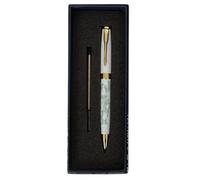 February Mountain Stylo à bille rétractable en nacre, pour cadeau, affaires, bureau, pointe moyenne de 1 mm, recharges métalliques remplaçables