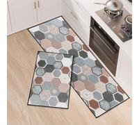 Fecialy Tapis de Cuisine 2 pièces Tapis de Cuisine épais en Silicone antidérapant Lavable Tapis absorbants pour la Cuisine, la Salle à Manger, l'entrée, 43x75CM+43x150CM