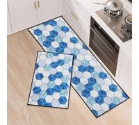 Fecialy Tapis de Cuisine 2 pièces Tapis de Cuisine épais en Silicone antidérapant Lavable Tapis absorbants pour la Cuisine, la Salle à Manger, l'entrée, 43x75CM+43x150CM