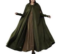 Feclmiyt Cape de sorcière d'Halloween avec capuche, cape médiévale de faucheuse - Costumes vintage pour cosplay, cape en laine (A-02, M)