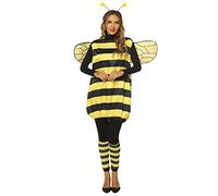 Feclmiyt Costume d'abeille d'Halloween pour femmes et filles - Robe bourdon avec ailes, bandeau, manches et manches pour jeux de rôle (adultes jaunes, taille XL)