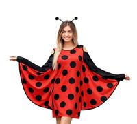 Feclmiyt Costume d'Halloween de coccinelle pour femme - Robe à pois - Robe coccinelle à pois - Bandeau - Jambières - Tenue fantaisie de coccinelle (L-02, M)