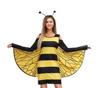 Feclmiyt Costume d'Halloween pour femme, coccinelle, chauve-souris, toile d'araignée, imprimé animal, robe à manches longues avec ailes et antenne, tenue de costumade (A-1, XXL)