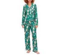 Feclmiyt Ensemble de pyjama de Noël pour femme - Imprimé bonhomme en pain d'épice - Chemise boutonnée à manches longues + pantalon - 2 pièces, D-02., M