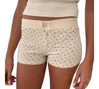 Feclmiyt Y2k Micro Short de pyjama taille basse avec boutons imprimés floraux pour femme, bleu ciel, M