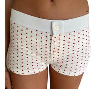 Feclmiyt Y2k Micro Short de pyjama taille basse avec boutons imprimés floraux pour femme, cœur rouge, M