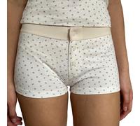 Feclmiyt Y2k Micro Short de pyjama taille basse avec boutons imprimés floraux pour femme, Rouge Vert Floral, M