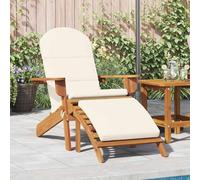 Fecpoo Adirondack Fauteuil lounge avec repose-pieds ergonomique, en bois d'acacia massif, blanc crème, 75 x 84 x 90 cm + 45,5 x 49 x 33 cm, 1 ensemble, détente en plein air
