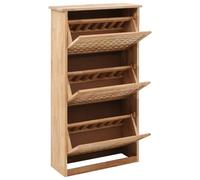 Fecpoo Armoire à chaussures 3 compartiments en bois de noyer massif et contreplaqué, 55 x 20 x 104 cm, couleur naturelle - Armoire de couloir pour ranger les chaussures dans l'entrée