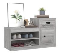 Fecpoo Armoire à chaussures gris Sonoma - Rangement à chaussures anti-poussière avec 2 compartiments séparés - En bois - 100 x 42 x 60 cm - Pour couloir, salon et entrée