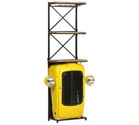 Fecpoo Armoire à vin style tracteur en bois de manguier massif jaune 49 x 31 x 172 cm avec 2 étagères et 9 porte-bouteilles de vin