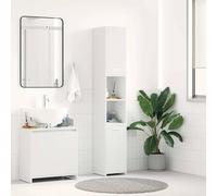 Fecpoo Armoire de salle de bain en bois - 30 x 30 x 183,5 cm - Blanc - Avec poignées et montage mural - Pour petites salles de bain