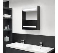 Fecpoo Armoire de salle de bain miroir LED avec barres lumineuses, MDF avec revêtement en résine mélaminée et verre, anthracite, 50 x 14 x 60 cm