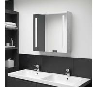 Fecpoo Armoire miroir LED avec éclairage LED, MDF avec revêtement mélaminé, gris béton, 62 x 14 x 60 cm, pour salle de bain