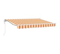 Fecpoo Auvent 3,5 x 2,5 m - Tissu en polyester jaune et orange - Cadre en acier revêtu par pulvérisation - Montage mural pour extérieur