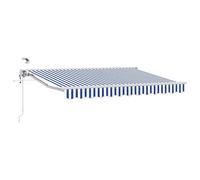 Fecpoo Auvent de 3 x 2,5 m en polyester bleu/blanc avec revêtement en polyuréthane et cadre en acier revêtu par pulvérisation pour l'extérieur