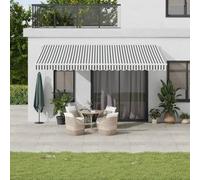 Fecpoo Auvent extensible 500 x 350 cm, tissu anthracite et blanc, cadre en aluminium blanc avec revêtement en poudre, polyester avec revêtement en polyuréthane pour espaces extérieurs privés et