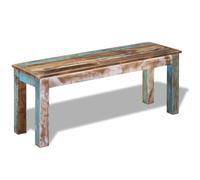Fecpoo Banc antique en bois massif recyclé 110 x 35 x 45 cm | Fabriqué à la main en bois massif recyclé, poli et ciré, aspect vintage unique grâce aux trous de clous et à l'usure