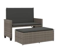 Fecpoo Banc de jardin avec tabouret Gris 122 x 55 x 97 cm PE rotin acier