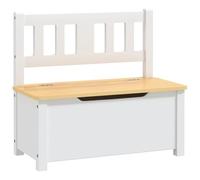 Fecpoo Banc pour enfant avec espace de rangement Blanc/beige 60 x 30 x 55 cm MDF