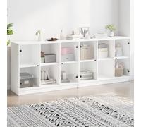 Fecpoo Bibliothèque avec portes en verre, blanc, 204 cm de haut, matériau en bois, 12 compartiments protégés contre la poussière, pour un rangement ordonné des livres et des documents