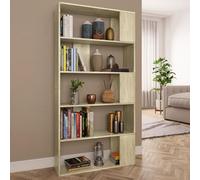 Fecpoo Bibliothèque en chêne Sonoma - 80 cm de large - 159 cm de haut - En bois avec 5 compartiments spacieux