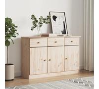 Fecpoo Buffet ALTA 112 x 35 x 73 cm en pin massif non traité - Buffet de rangement pratique avec boutons en bois pour un décor moderne et rural