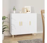 Fecpoo Buffet blanc 90 x 34 x 80 cm en bois avec 1 porte et 3 tiroirs - Élégant salon M ? Bel pour rangement et décoration