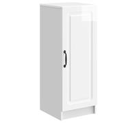 Fecpoo Buffet blanc brillant 33 x 34,5 x 87 cm en bois avec porte battante - Buffet moderne de salon et de cuisine pour vaisselle, livres et décoration