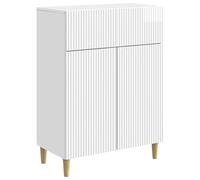 Fecpoo Buffet blanc brillant 66 x 34,5 x 90 cm en bois avec espace de rangement pratique, 1 tiroir, 2 portes - pour salon et salle à manger modernes