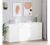 Fecpoo Buffet en bois - 160 cm de large - Blanc - 75 cm de haut - Buffet en deux parties (2 x 80 cm) avec grand espace de rangement pour livres, décoration et électronique