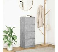 Fecpoo Buffet en bois - 37,5 x 35 x 99 cm - Gris béton - Avec 4 tiroirs pratiques - Armoire de rangement peu encombrante pour les espaces de vie