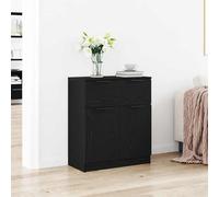 Fecpoo Buffet en bois 60 x 30 x 70 cm, aspect chêne noir, avec 4 portes, tiroir et capacité de charge de 105 kg, pour salon